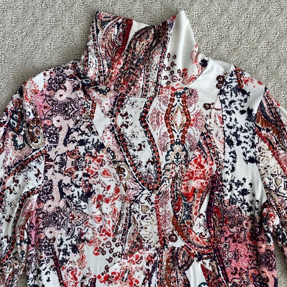 Free People All Dolled Up Knit Mini Dress Ivory Paisley Small NWT Boho Fall - Picture 5 of 16